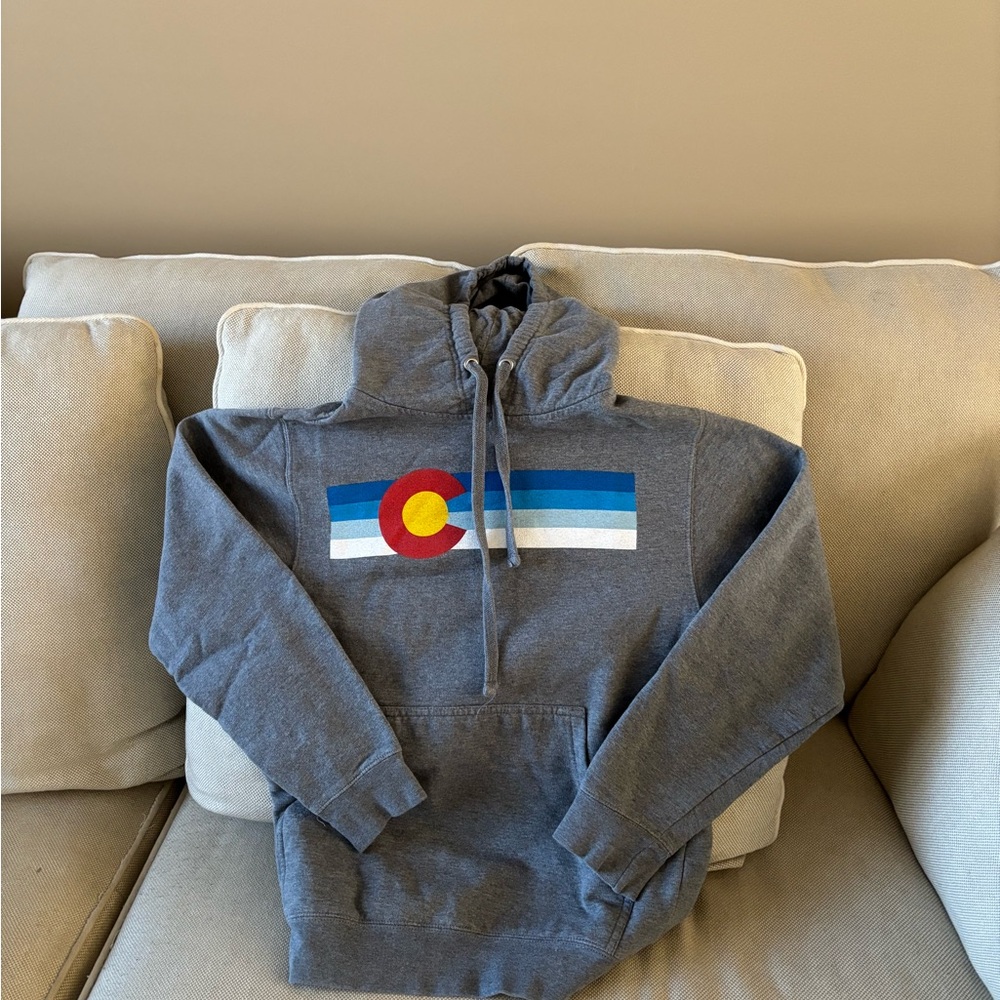 Kids Gray Hoodie with Colorado Flag Design